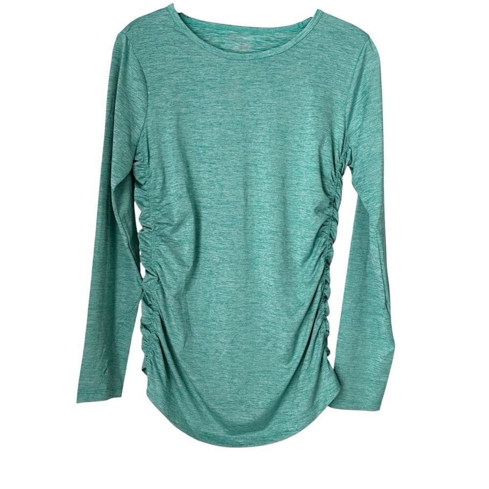 Eddie Bauer crew neck long Sleeve Top Women’s Size Petite Medium Green Heather